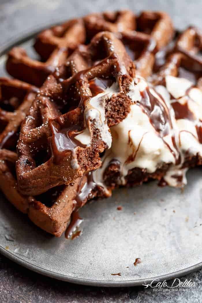 Indulgent Dark Chocolate Waffle Cake with Mascarpone Cream